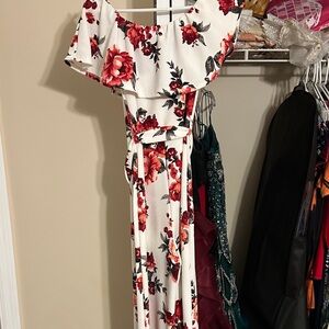 Almost Famous Red Floral Jumpsuit